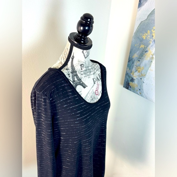 a.n.a Chic Cotton Blend Charcoal and silver Striped Long Sleeve Top size XL - Picture 6 of 8